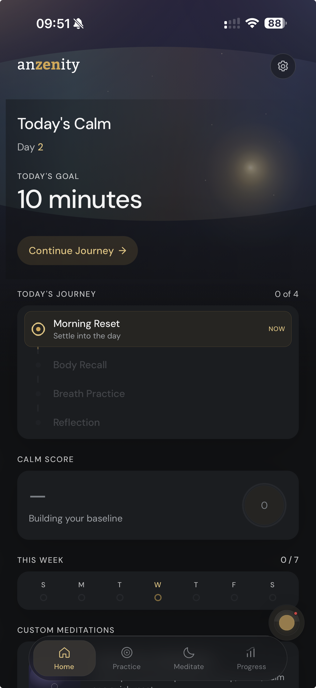 Anzenity home screen