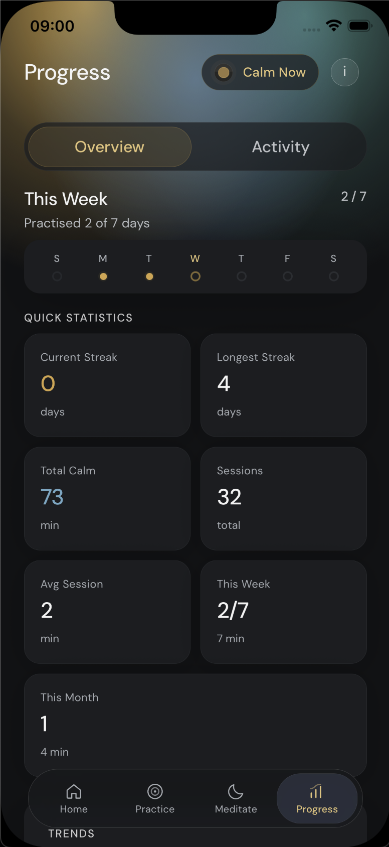 Anzenity progress screen